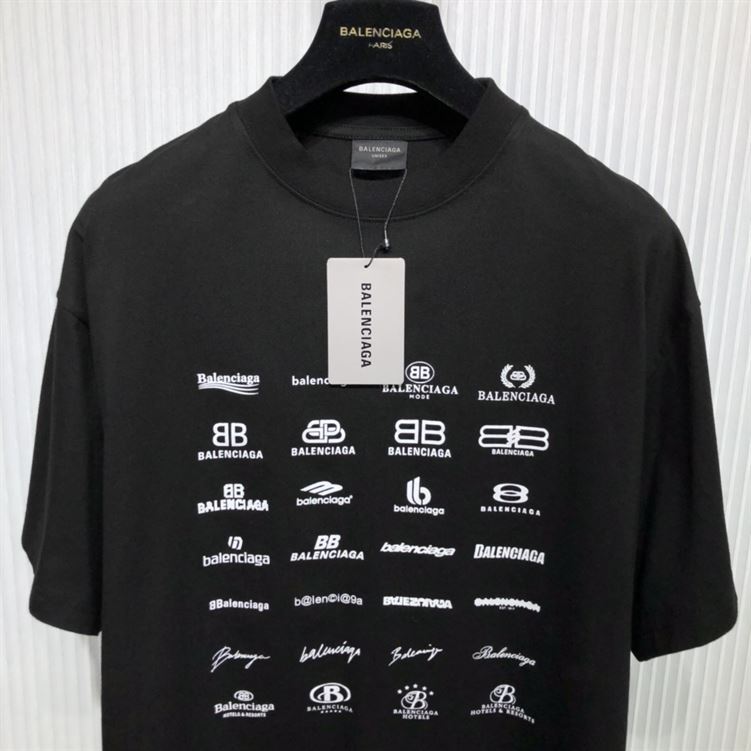 BALENCIAGA ARCHIVES LOGOS T-SHIRT OVERSIZED IN BLACK - BAS015