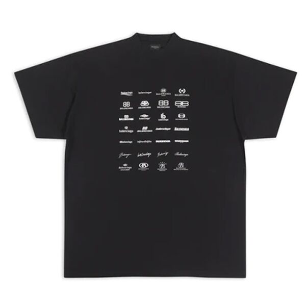 BALENCIAGA ARCHIVES LOGOS T-SHIRT OVERSIZED IN BLACK - BAS015