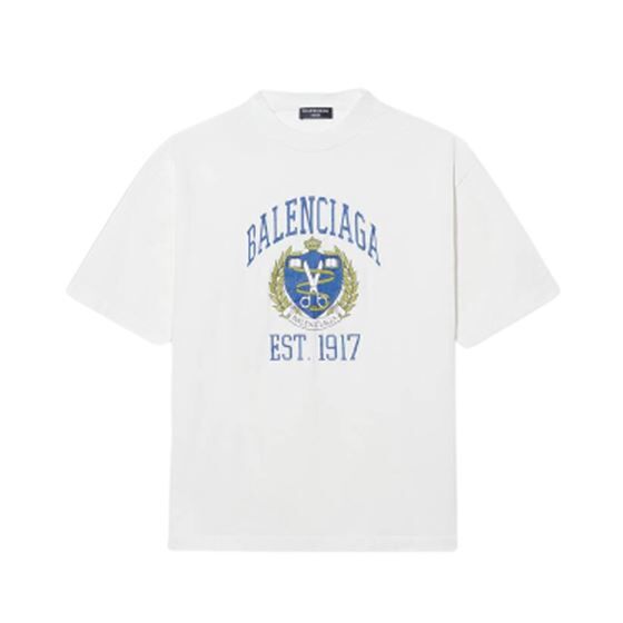 BALENCIAGA COLLEGE T-SHIRT MEDIUM FIT IN WHITE - BAS009