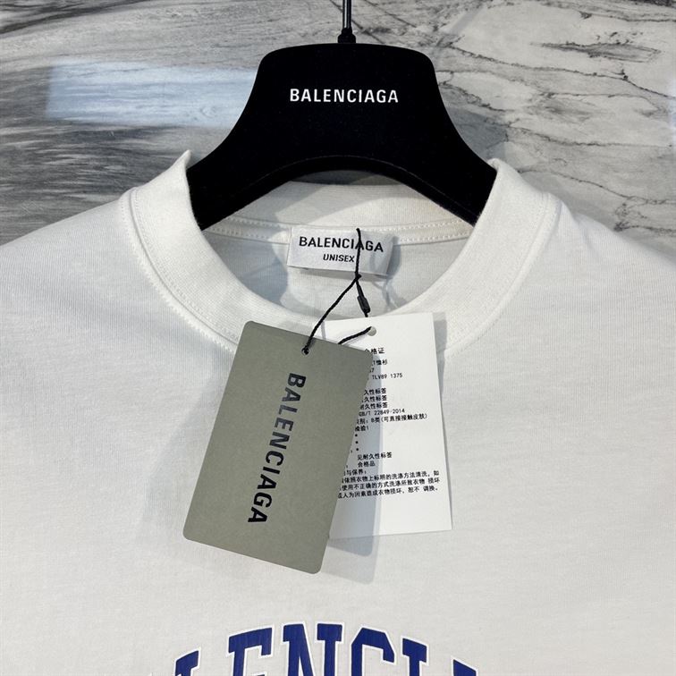 BALENCIAGA COLLEGE T-SHIRT MEDIUM FIT IN WHITE - BAS009