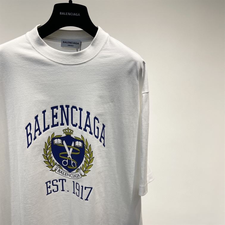 BALENCIAGA COLLEGE T-SHIRT MEDIUM FIT IN WHITE - BAS009