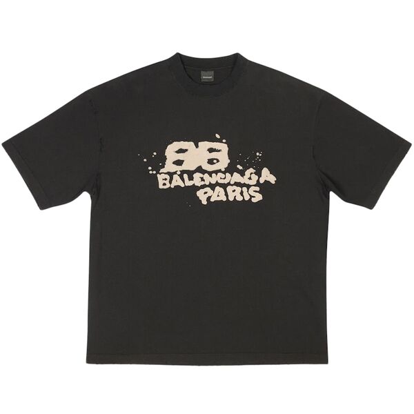 BALENCIAGA HAND DRAWN BB ICON T-SHIRT MEDIUM FIT IN BLACK - BAS013