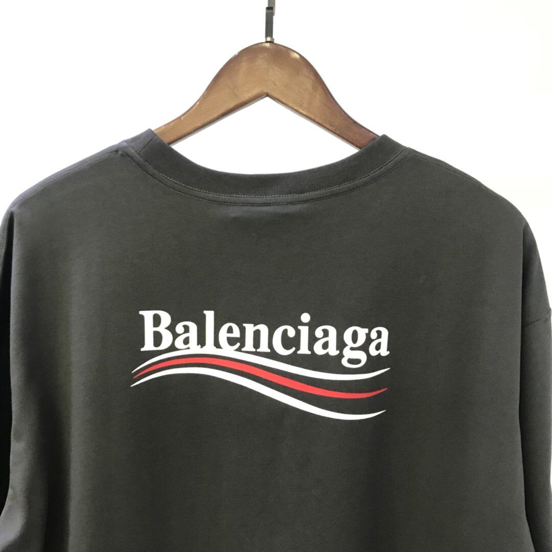 BALENCIAGA MEN'S POLITICAL CAMPAIGN T-SHIRT LARGE FIT IN GREY - BAS019