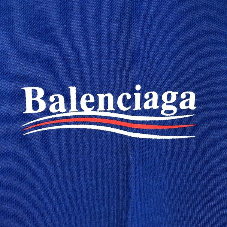 BALENCIAGA MEN'S POLITICAL CAMPAIGN T-SHIRT LARGE FIT IN PACIFIC BLUE - BAS003