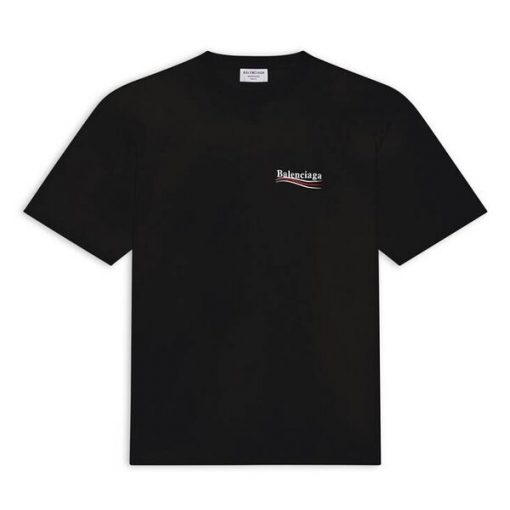 BALENCIAGA MEN'S POLITICAL CAMPAIGN T-SHIRT REGULAR FIT IN BLACK - BAS002