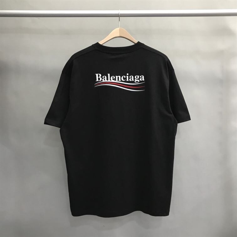 BALENCIAGA MEN'S POLITICAL CAMPAIGN T-SHIRT REGULAR FIT IN BLACK - BAS002