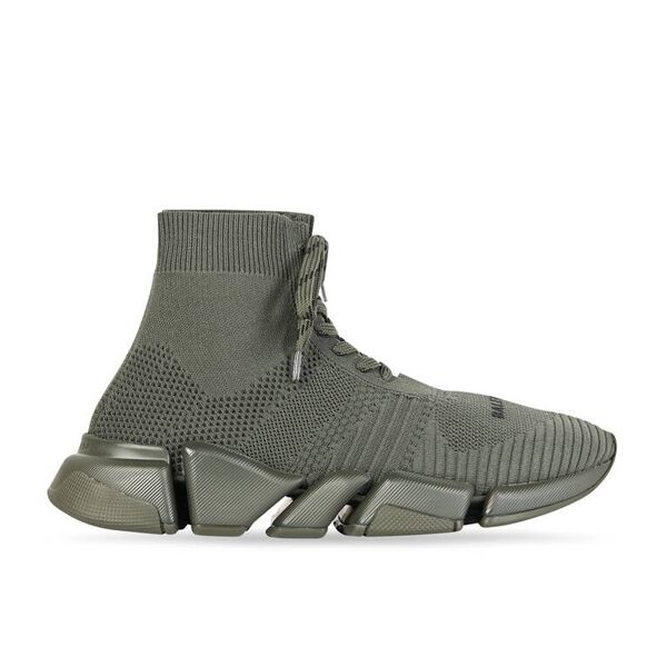 BALENCIAGA MEN'S SPEED 2.0 LACE-UP RECYCLED KNIT SNEAKER IN GREEN - BLA034