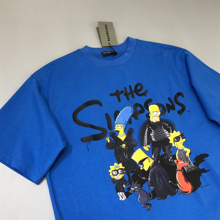BALENCIAGA MEN'S THE SIMPSONS TM 20TH TELEVISION T-SHIRT OVERSIZED IN INDIGO - BAS006