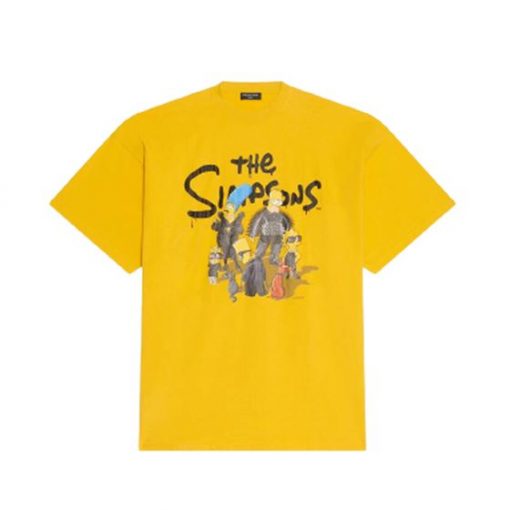 BALENCIAGA MEN'S THE SIMPSONS TM 20TH TELEVISION T-SHIRT OVERSIZED IN YELLOW - BAS007