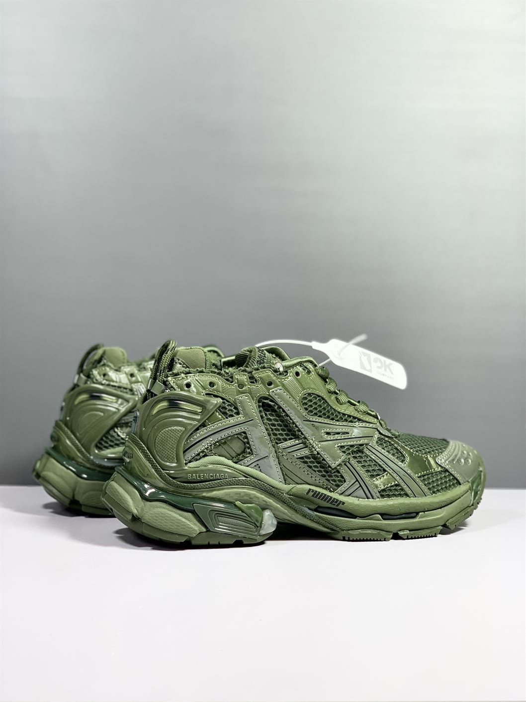 BALENCIAGA RUNNER TRAINERS IN DARK GREEN MESH AND NYLON - BLA025