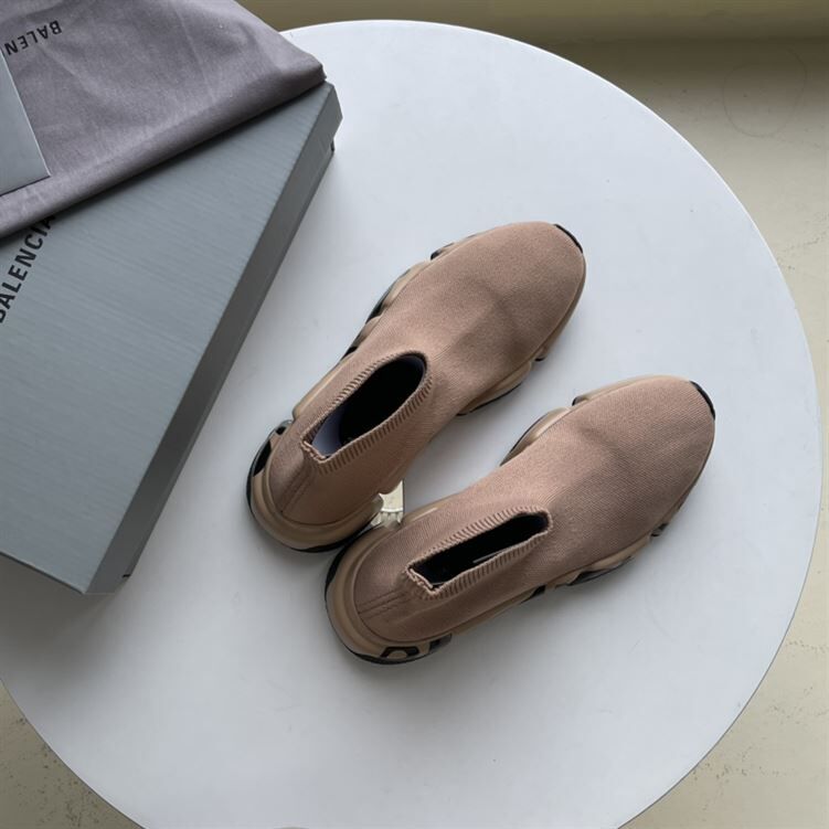 BALENCIAGA SPEED RECYCLED KNIT GRAFFITI SNEAKER IN BEIGE - BLA050