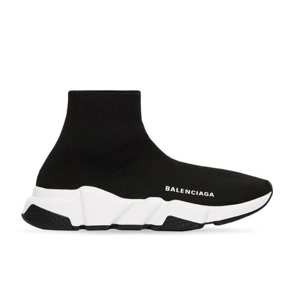BALENCIAGA SPEED RECYCLED KNIT SNEAKER IN BLACK/WHITE - BLA052