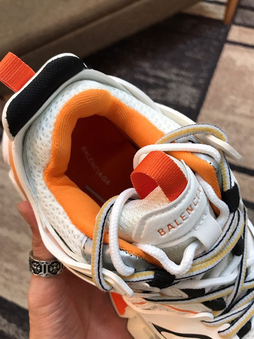 BALENCIAGA TRACK 3 SNEAKERS IN WHITE AND ORANGE - BLA001