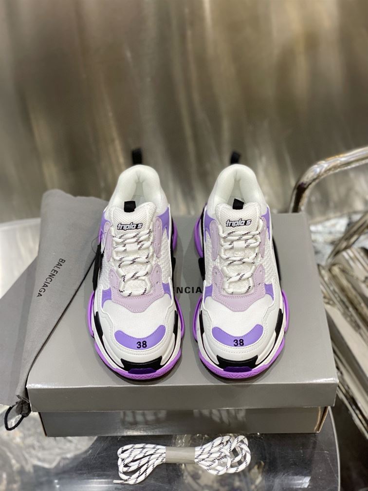 BALENCIAGA TRIPLE S 1.0 SNEAKERS IN WHITE AND LILAC - BLA021