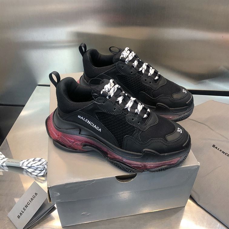 BALENCIAGA TRIPLE S BLACK RED CLEAR SOLE - BLA012