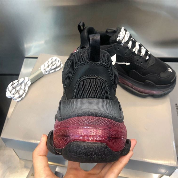 BALENCIAGA TRIPLE S BLACK RED CLEAR SOLE - BLA012