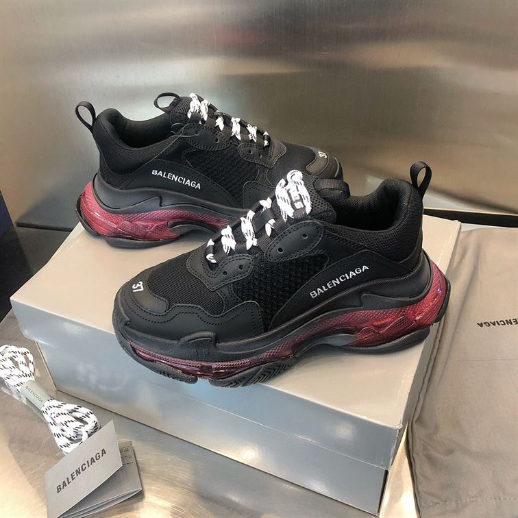 BALENCIAGA TRIPLE S BLACK RED CLEAR SOLE - BLA012