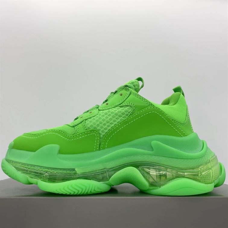 BALENCIAGA TRIPLE S CLEAR SOLE IN NEON GREEN - BLA019