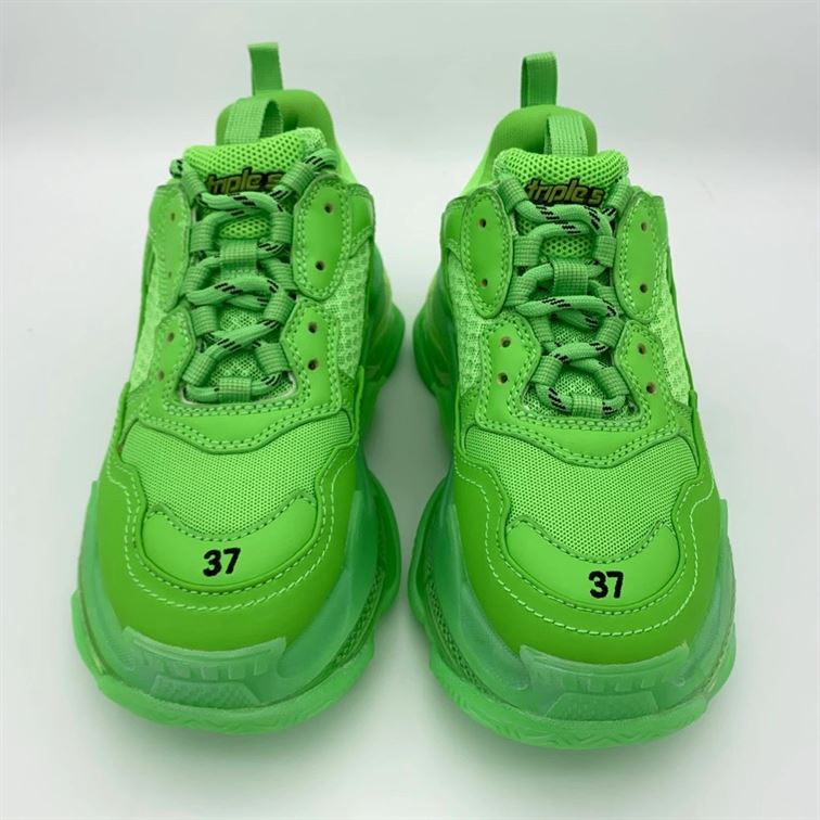 BALENCIAGA TRIPLE S CLEAR SOLE IN NEON GREEN - BLA019