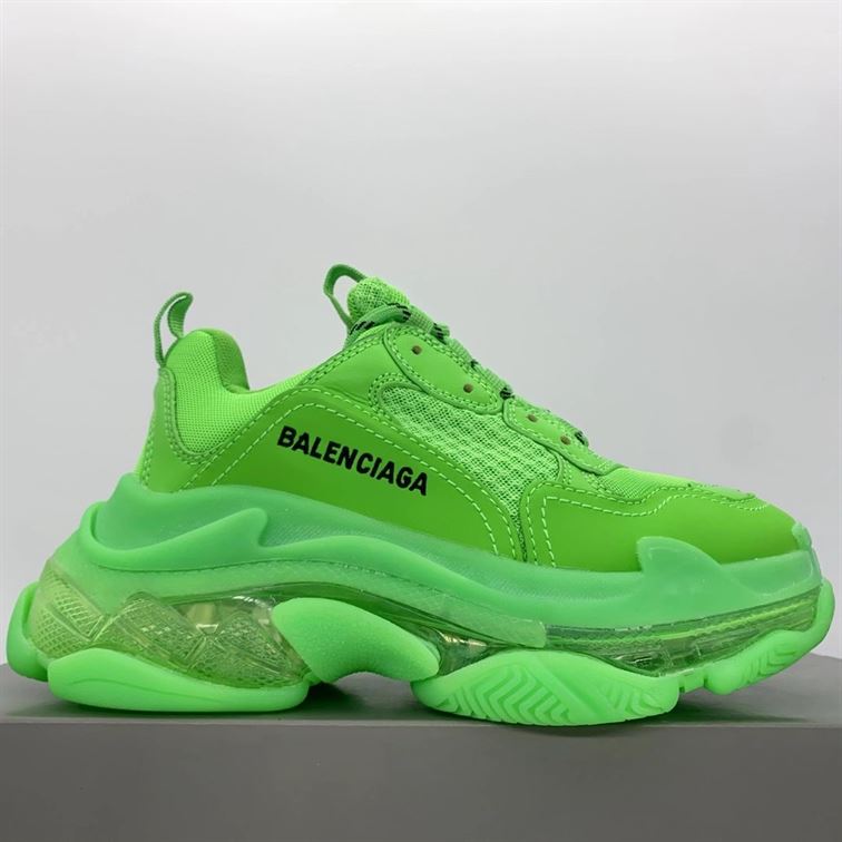 BALENCIAGA TRIPLE S CLEAR SOLE IN NEON GREEN - BLA019