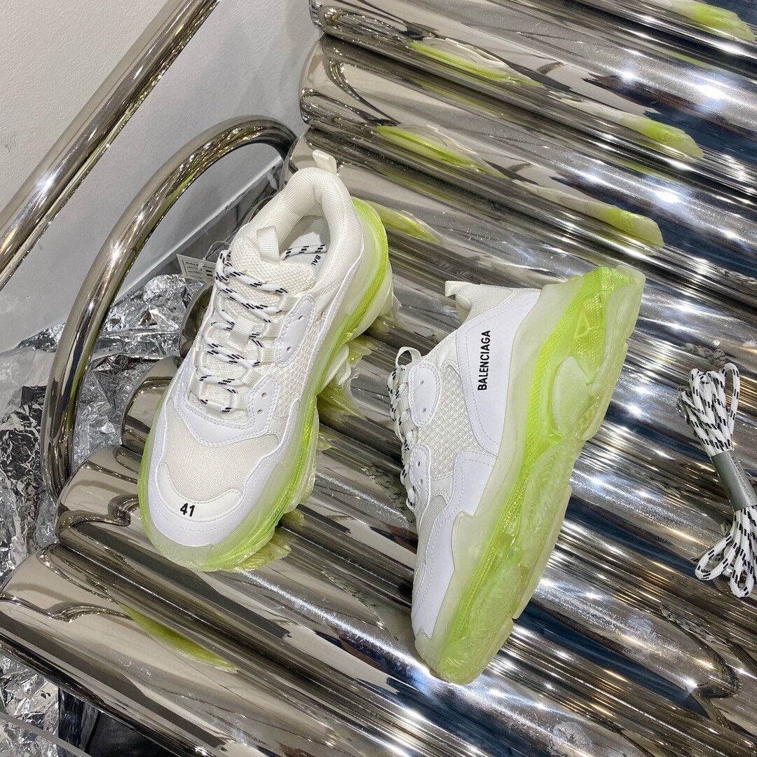 BALENCIAGA TRIPLE S WHITE GREEN CLEAR SOLE - BLA013