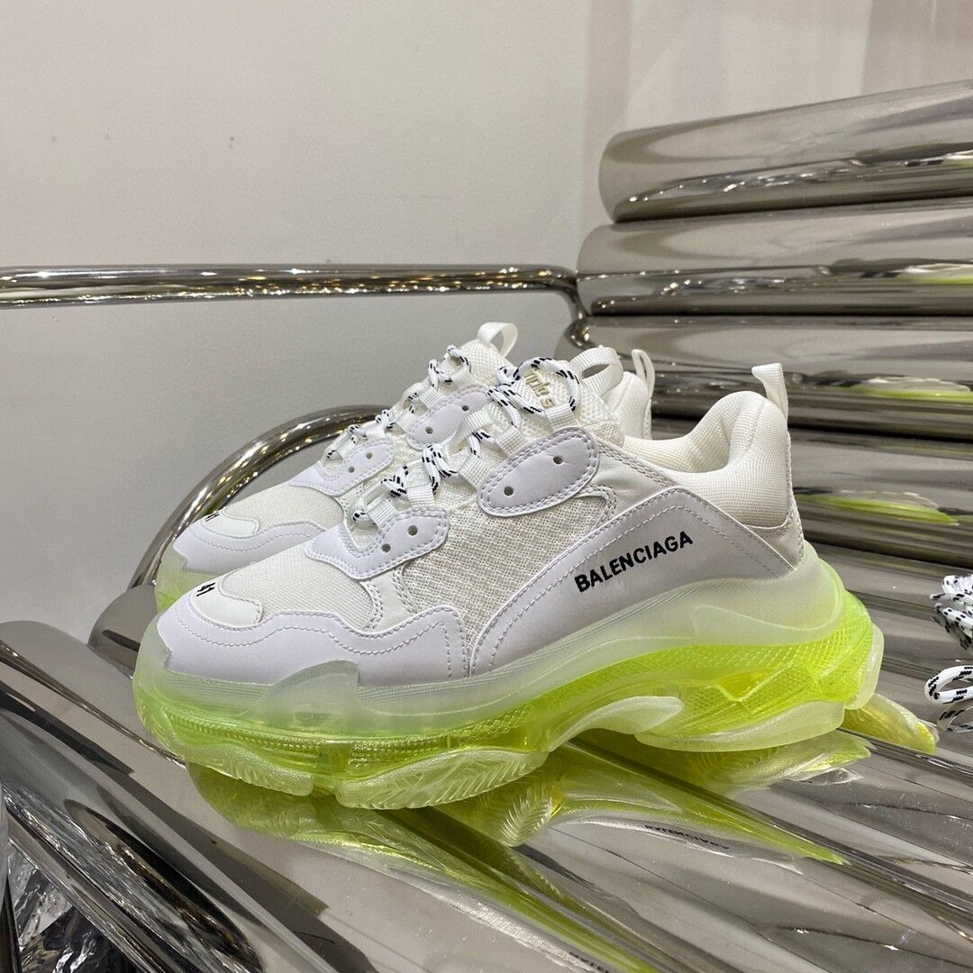 BALENCIAGA TRIPLE S WHITE GREEN CLEAR SOLE - BLA013