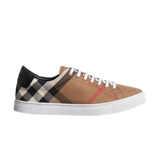 BURBERRY HOUSE CHECK & LEATHER LOW-TOP SNEAKER - BBR013