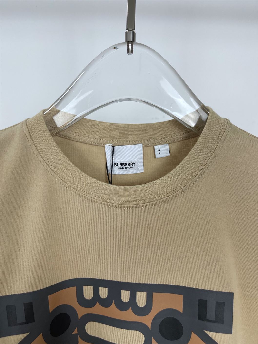 BURBERRY LOGO PRINT COTTON OVERSIZE T-SHIRT - IN SOFT FAWN - BRS006