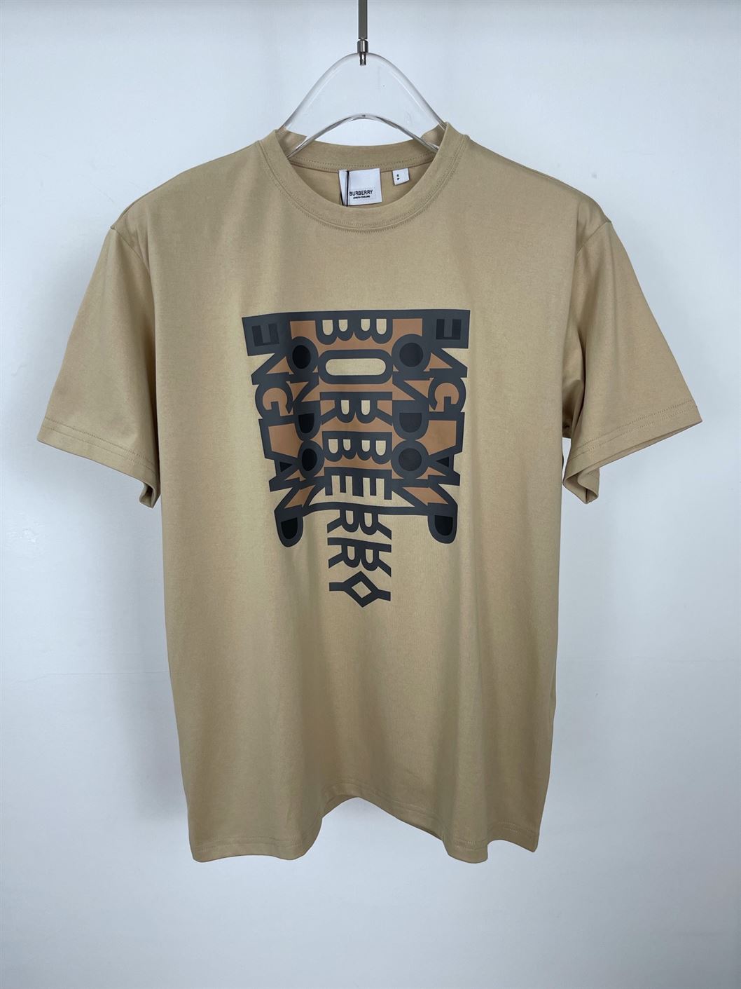 BURBERRY LOGO PRINT COTTON OVERSIZE T-SHIRT - IN SOFT FAWN - BRS006