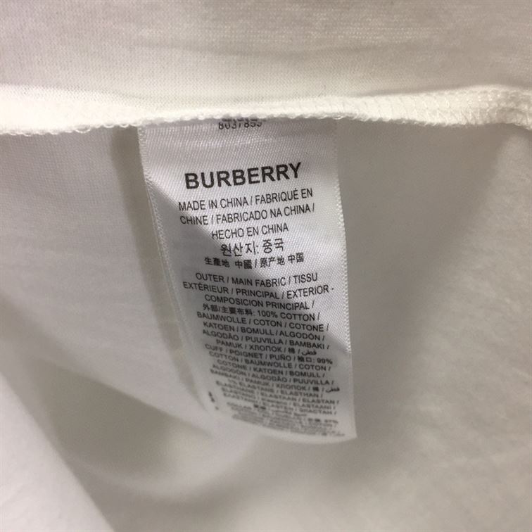 BURBERRY LOGO PRINT COTTON OVERSIZED T-SHIRT IN WHITE/BLUE - BRS005