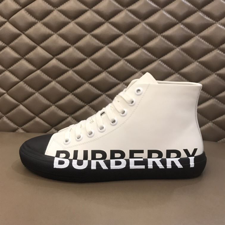 BURBERRY LOGO PRINT GABARDINE HIGH-TOP SNEAKERS - BBR029