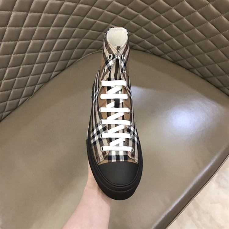 BURBERRY VINTAGE CHECK COTTON HIGH-TOP SNEAKERS - BBR027