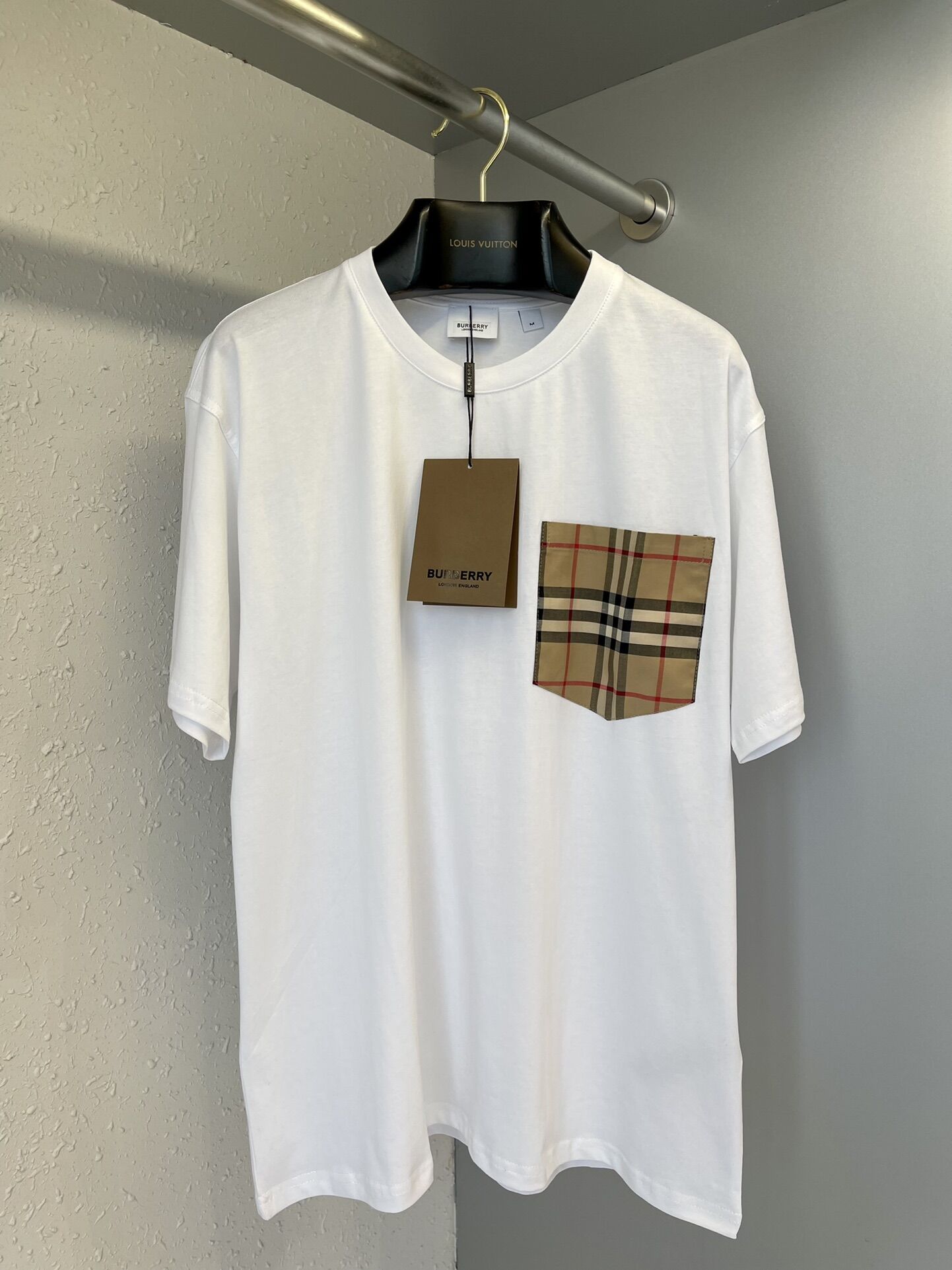 BURBERRY VINTAGE CHECK POCKET COTTON OVERSIZED T-SHIRT - BRS013