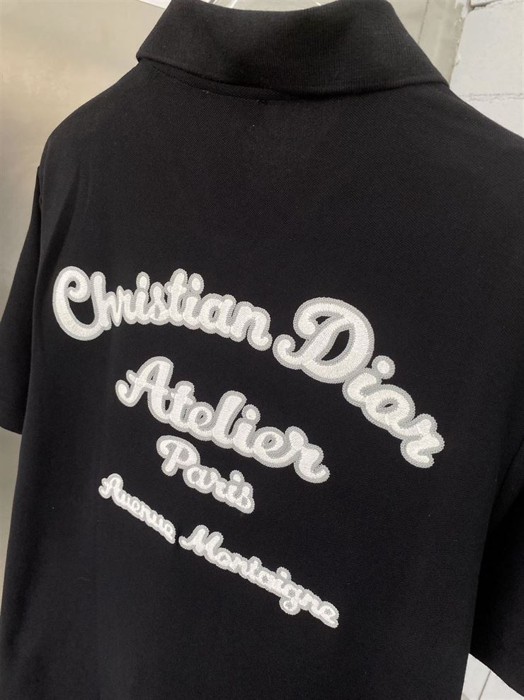 CHRISTIAN DIOR ATELIER' POLO SHIRT BLACK COTTON PIQUÃ‰ - DOT018