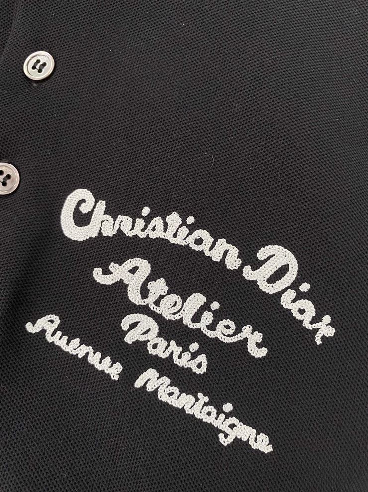 CHRISTIAN DIOR ATELIER' POLO SHIRT BLACK COTTON PIQUÃ‰ - DOT018