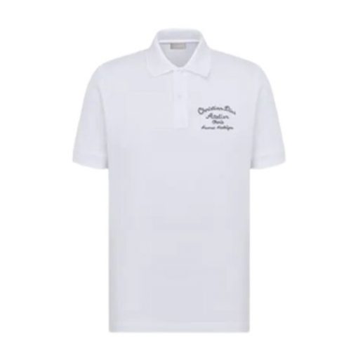 CHRISTIAN DIOR ATELIER' POLO SHIRT WHITE COTTON PIQUÉ - DOT019