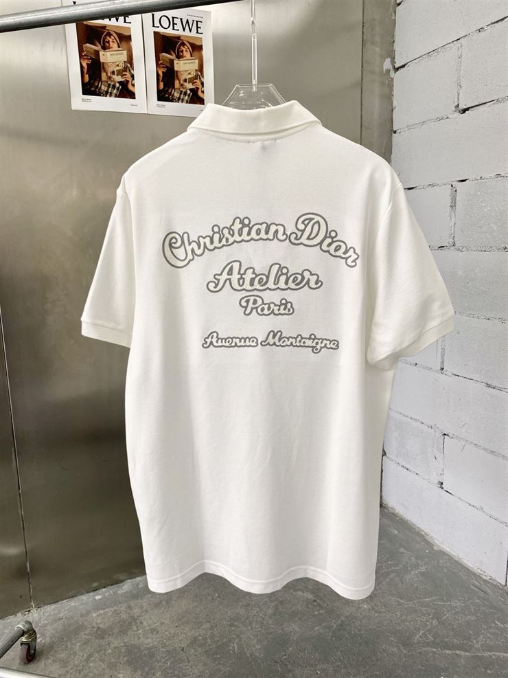 CHRISTIAN DIOR ATELIER' POLO SHIRT WHITE COTTON PIQUÉ - DOT019