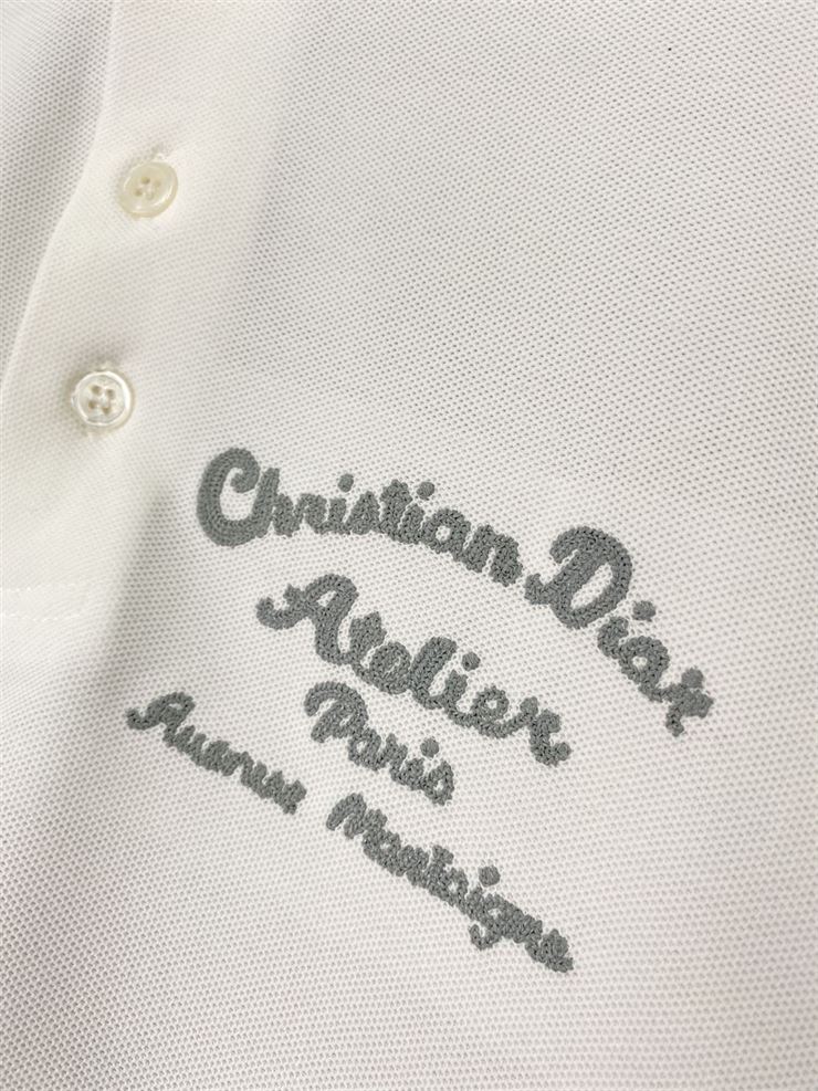 CHRISTIAN DIOR ATELIER' POLO SHIRT WHITE COTTON PIQUÉ - DOT019