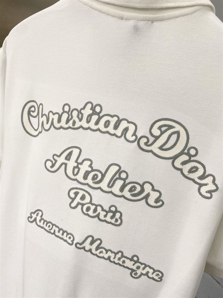 CHRISTIAN DIOR ATELIER' POLO SHIRT WHITE COTTON PIQUÉ - DOT019