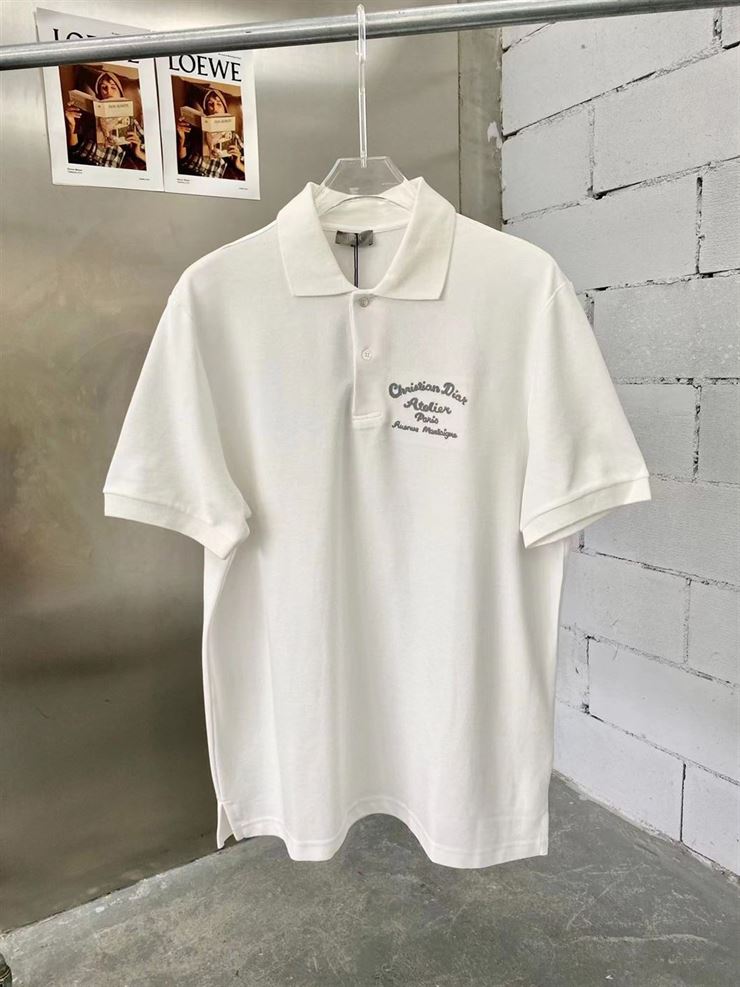 CHRISTIAN DIOR ATELIER' POLO SHIRT WHITE COTTON PIQUÉ - DOT019