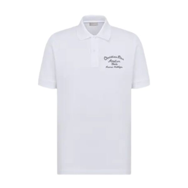 CHRISTIAN DIOR ATELIER' POLO SHIRT WHITE COTTON PIQUÃ‰ - DOT019