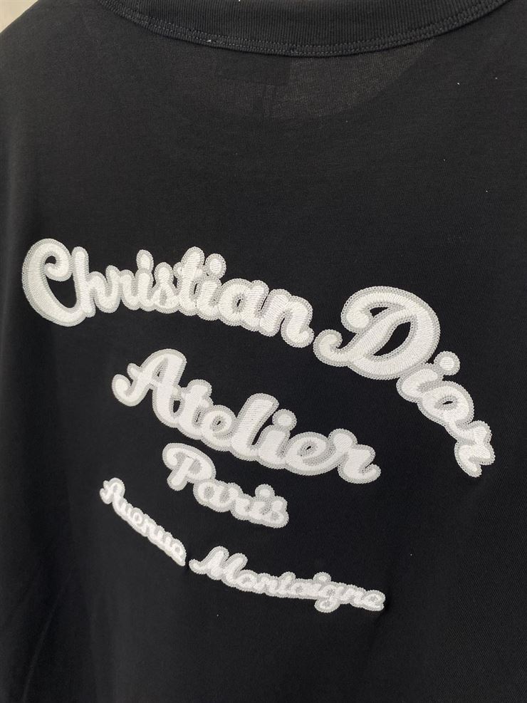 CHRISTIAN DIOR ATELIER' T-SHIRT RELAXED FIT BLACK COTTON JERSEY - DOT020