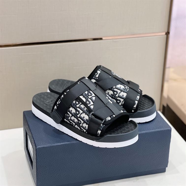 DIOR ALPHA SANDAL BEIGE AND BLACK DIOR OBLIQUE JACQUARD - DS005