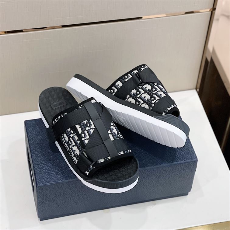 DIOR ALPHA SANDAL BEIGE AND BLACK DIOR OBLIQUE JACQUARD - DS005