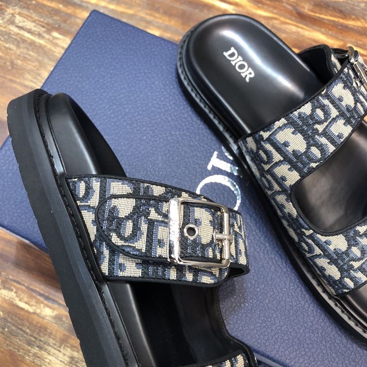 DIOR AQUA SANDAL BEIGE AND BLACK DIOR OBLIQUE JACQUARD - DS008