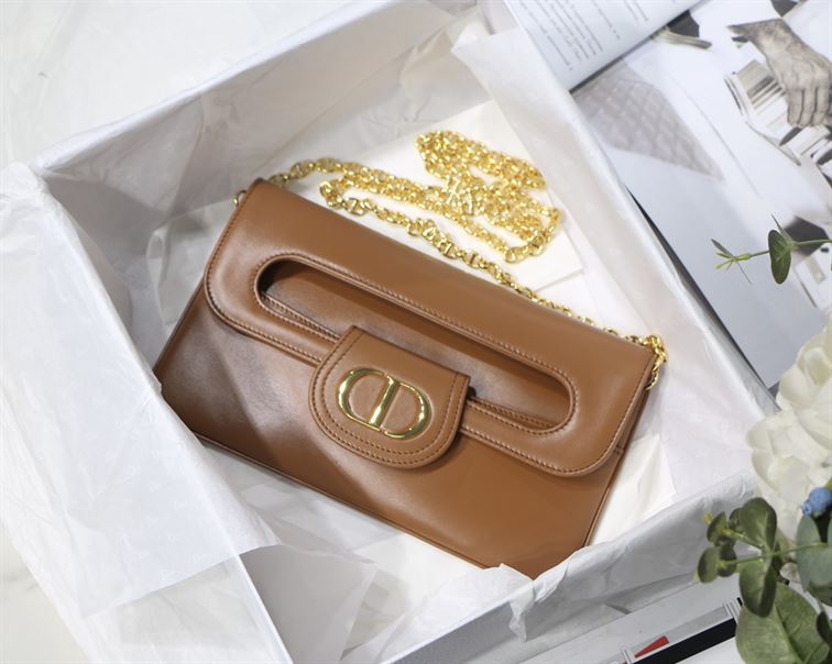 DIOR AUTHENTICATED AVENUE HANDBAG LEATHER BROWN