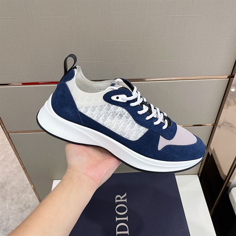 DIOR B25 RUNNER NAVY OBLIQUE SUEDE SNEAKER - DO063