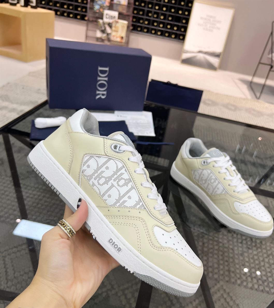 DIOR B27 LOW-TOP CREAM WHITE OBLIQUE - DO011