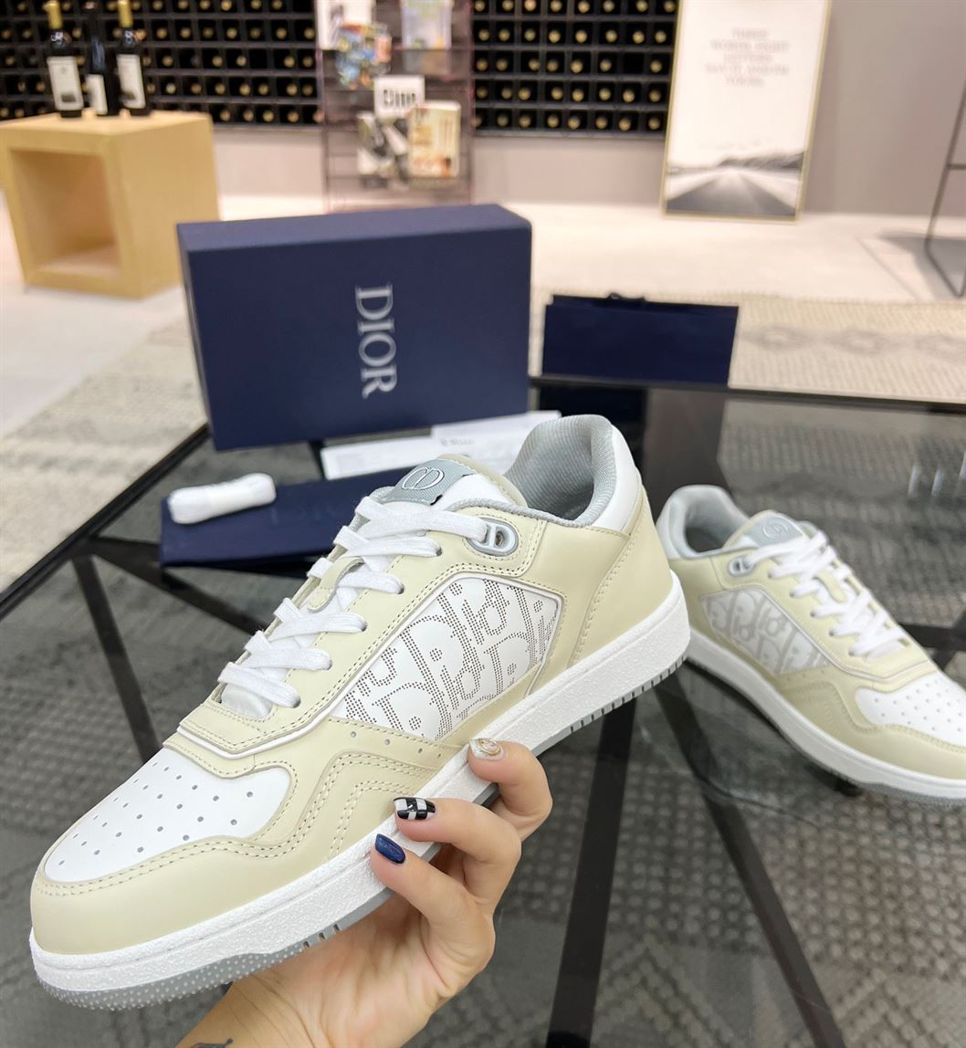 DIOR B27 LOW-TOP CREAM WHITE OBLIQUE - DO011