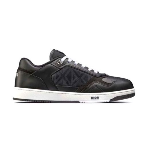DIOR B27 LOW-TOP SNEAKER BLACK SMOOTH CALFSKIN AND CD DIAMOND CANVAS - DO141